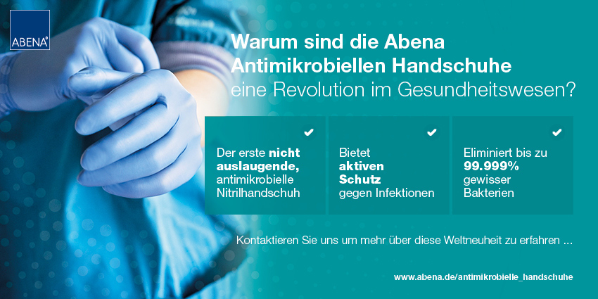 Medizinische Hilfsmittel von Abena: Antimikrobielle Einweghandschuhe